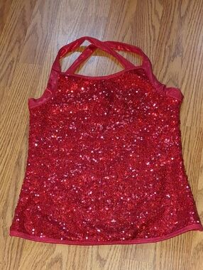 Double Platinum Red Sequin Top